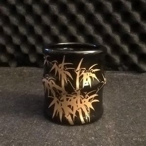 BLACK PORCELAIN VASE GOLD-FLORAL DESIGN-3 Inch